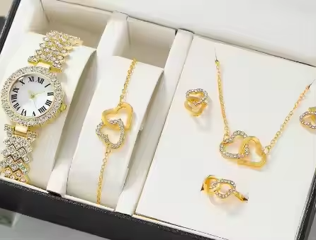 ✨Women Quartz Luxury Watch Bracelet Ring Necklace Earrings Set✨