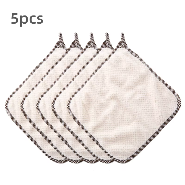 5PCS Soft Reusable Dish Towels – Absorbent Coral Fleece Cleaning Rags