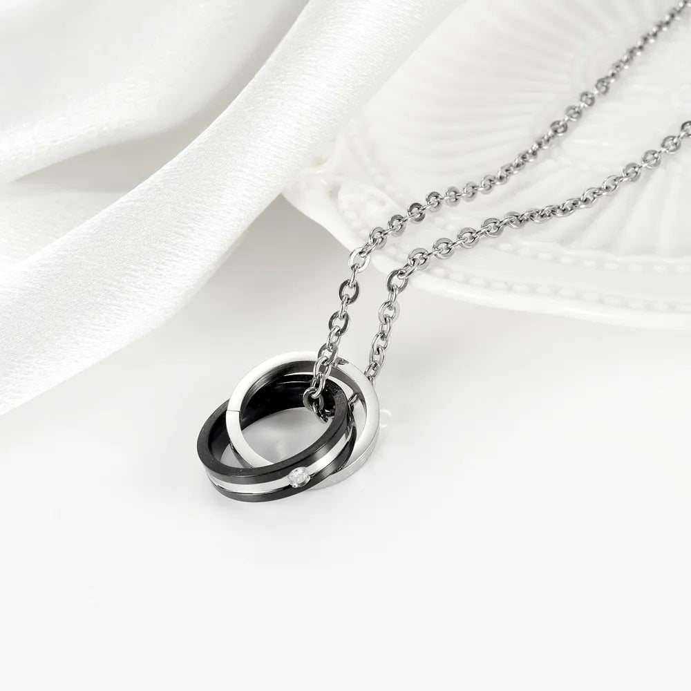 ✨ His & Hers Matching Double Ring Promise Love Pendant Necklaces ✨