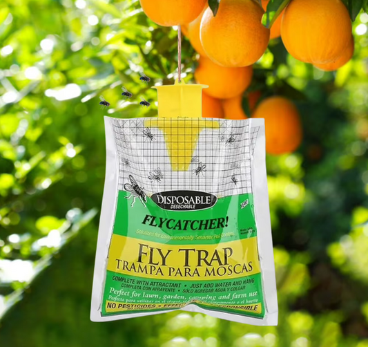Hanging Fly Trap Bag with Bait – Disposable, Non-Toxic Insect Catcher for Outdoor Use