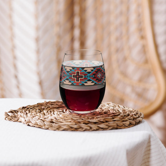 Native Art Stemless wine glass