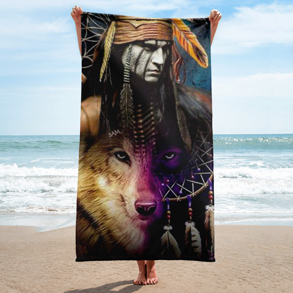 Tribal Wolf Spirit Towel